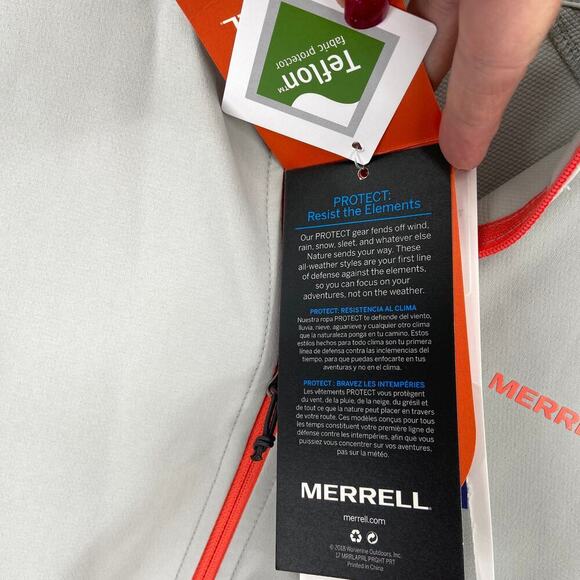 Merrell Quest Jacket Womens Size S Protect Light Gray Coral Full Zip Softshell - Picture 4 of 12